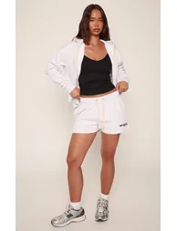 Ash Grey Boston Print Contrast Drawcord Sweat Shorts