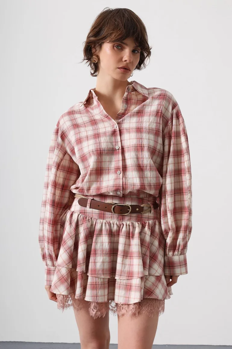 Pink Woven Bottom - Top Set