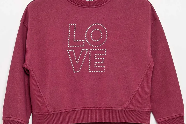 Sweatshirt with rhinestone stars PURPLE - 1