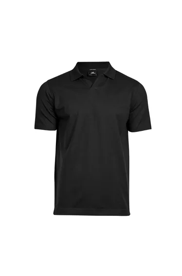 Tee Jays Mens Luxury Stretch V Neck Polo Shirt - Black
