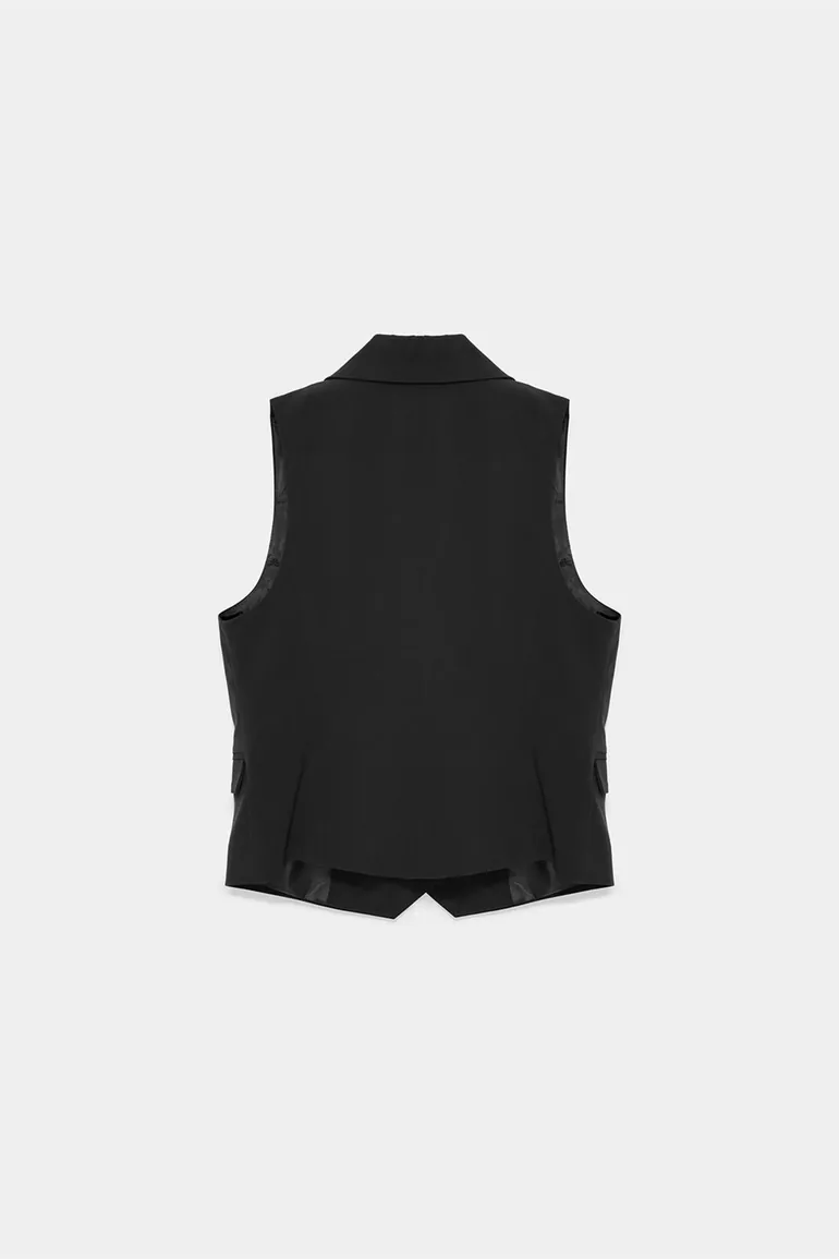 Dilvin Women's Shawl-collar Woven Waistcoat - 5