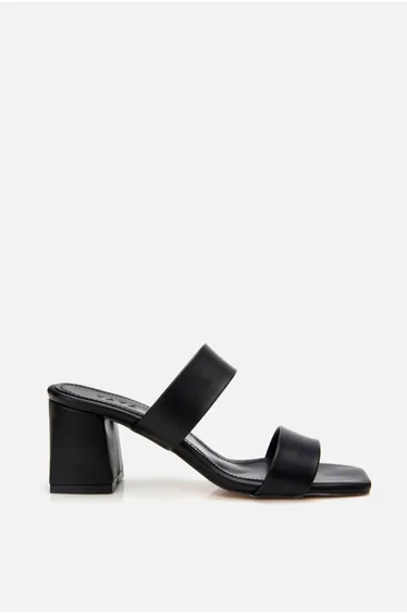Women's Black Heeled Slippers