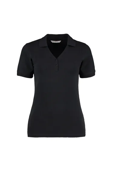 Kustom Kit Womens/Ladies Sophia Comfortec V Neck Polo Shirt - Black