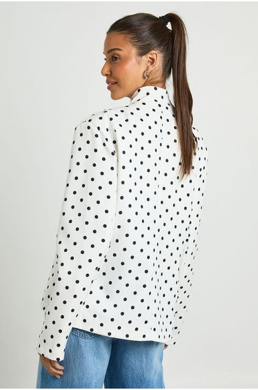 Polka Dot High Fastening Wrap Blazer - white product thumbnail 3