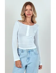 White Sheer Soft Touch Button Up Long Sleeve Top - 3
