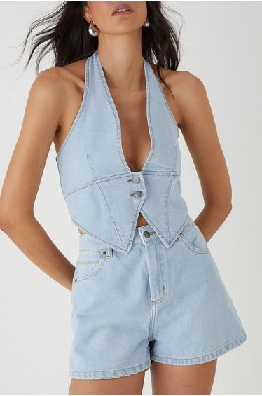 High Waist Denim Short