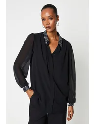 Principles by Debenhams Long Sleeved Black Chiffon Shirt