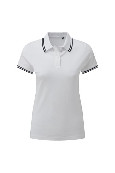 Asquith & Fox Womens/Ladies Classic Fit Tipped Polo - White/Navy