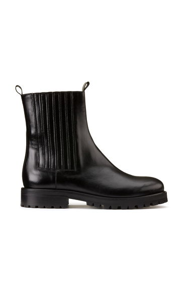 Leather Ankle Boots with Notched Sole