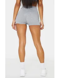 Basic Grey Cotton Blend High Waist Hot Pants - 1