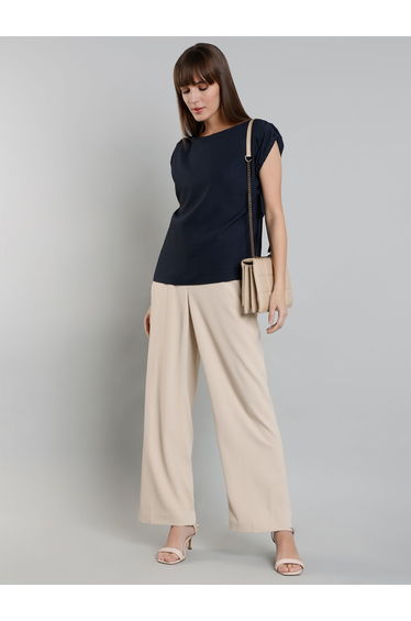 Striped Short Sleeve Top with Ruched Detail