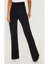 Black Drawstring Jersey Wide Leg Jogger - 3