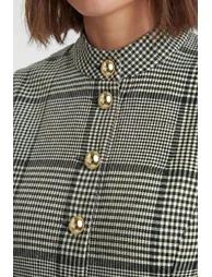 Tailored Check Peplum Belted Midi Dress - 1