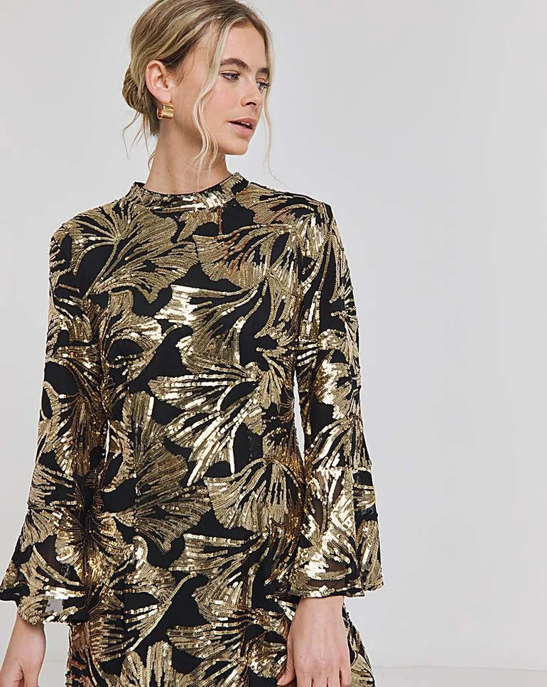 Joanna Hope Gold Sequin Shift Dress - 2