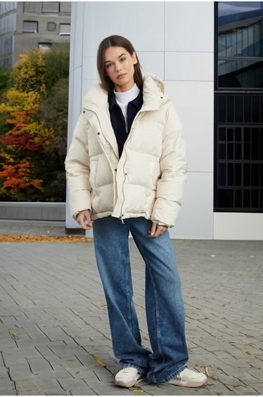 Stone Oversize Hooded Goose Down Water Repellent Puffer Jacket
