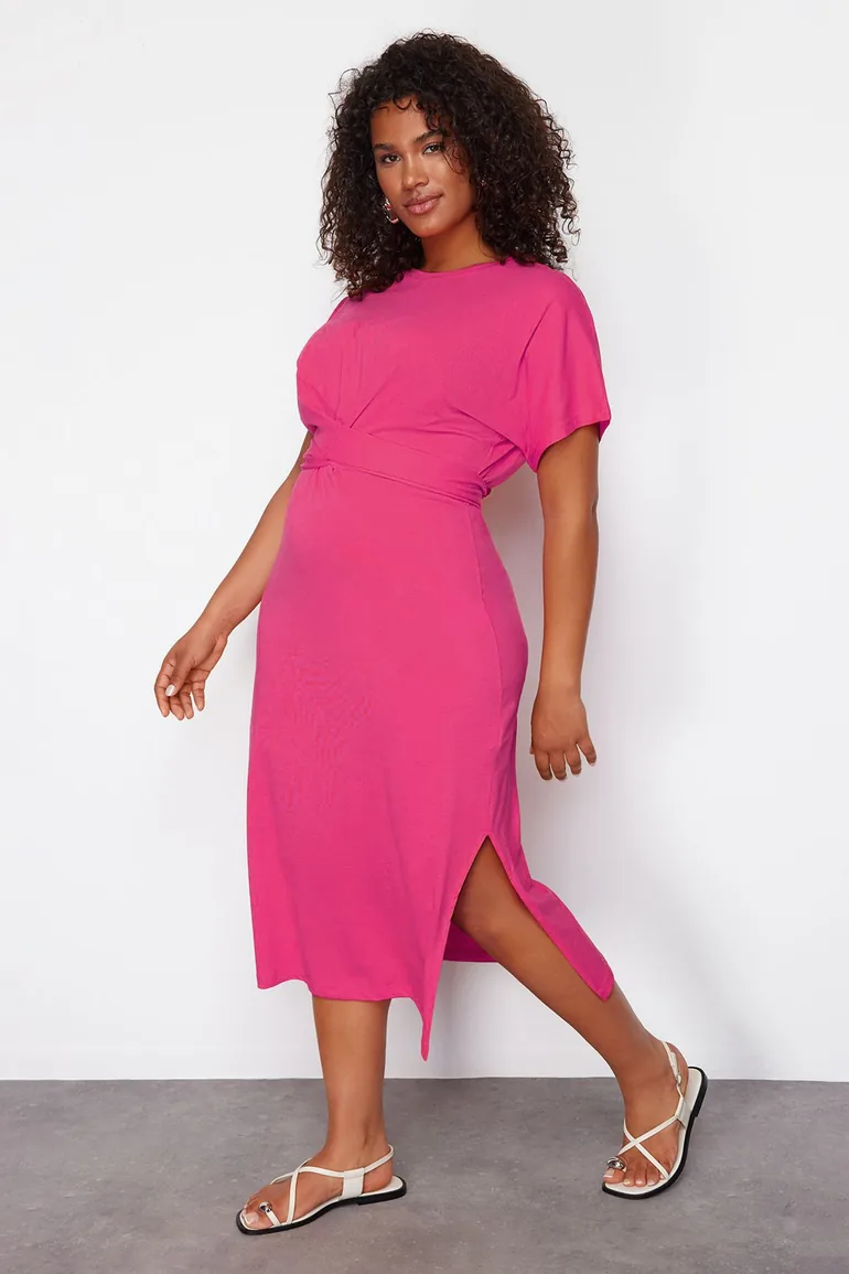 straight cut dress for plus size Plus Size Curve Bias Cut Bamboo Slip Dress 2 / Acid Yellow