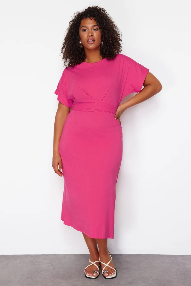 straight cut dresses for plus size Ever-Pretty Plus Size V-Neck Ruffle Midi Cocktail Dress with Flutter Sleeves