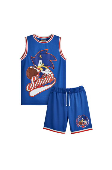 Sonic The Hedgehog Boys Basketball Jersey And Shorts Set - Blue
