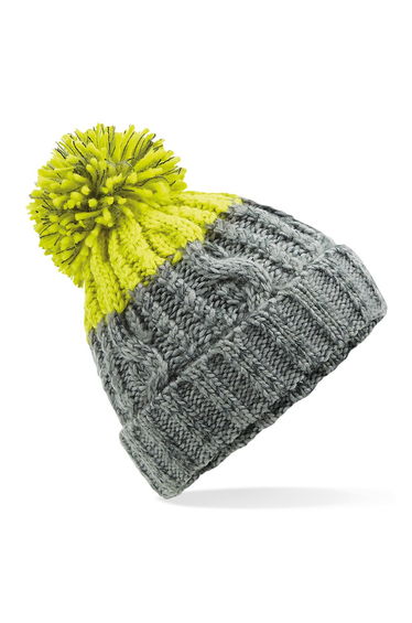 Beechfield Unisex Adults Apres Cuffed Beanie - Light Grey/Citron