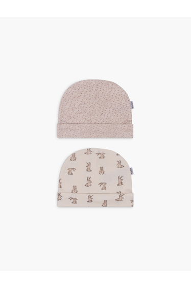 Pack of 2 - Baby Cotton Beanies 0-6 Months