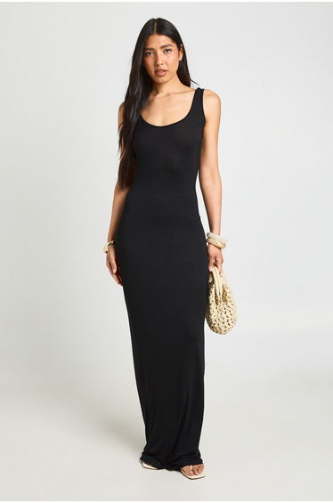 Tall Basic Scoop Neck Maxi Dress - black