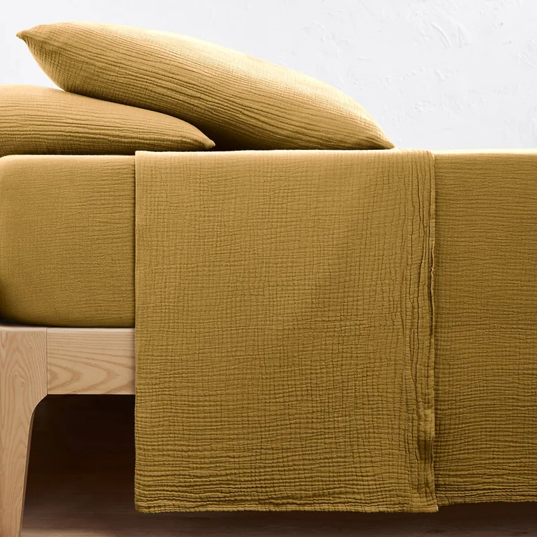 Kumla Plain 100% Cotton Muslin Flat Sheet - 1