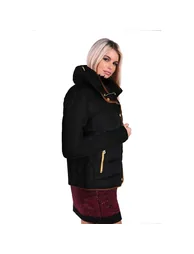 WRENLY QUILTED HOODED WINTER COAT WITH FULL SLEEVES IN BLACK - 1