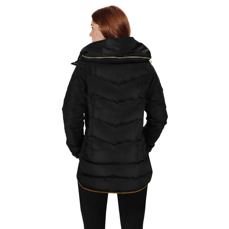 WRENLY QUILTED HOODED WINTER COAT WITH FULL SLEEVES IN BLACK - 2