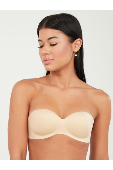 Strapless Non-Wired Push-up Bra with Interchangeable Back Straps