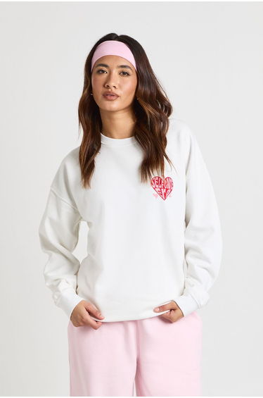 Self Care Era Printed Oversized Sweatshirt - white