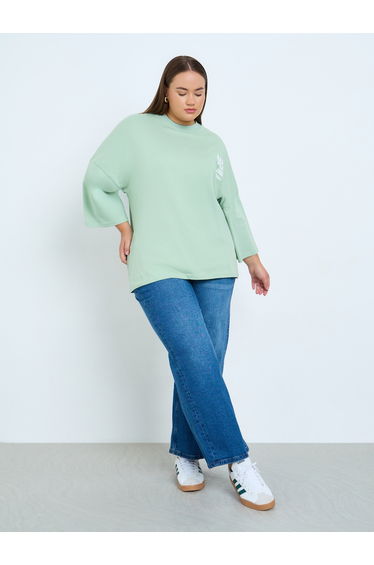 Plus Size Green Oversized Graphic T-Shirt