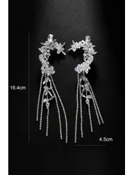 Crystal Flower Tassel Ear Clip - 3