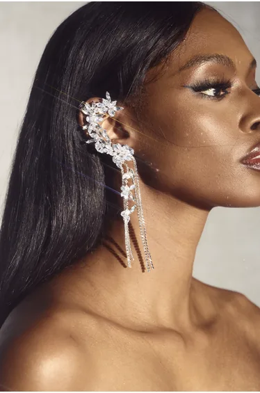 Crystal Flower Tassel Ear Clip