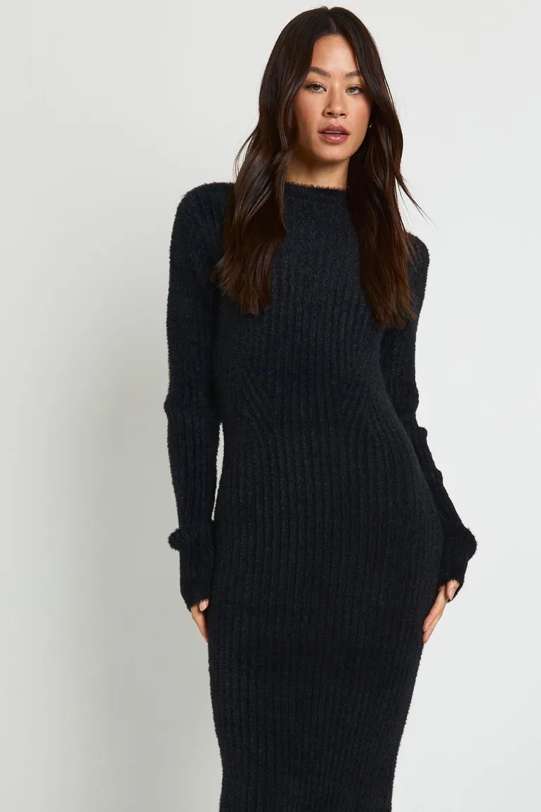 knee length dresses for ladies Keep It Up Black Puff Sleeve Maxi Dress  Shop the Mint