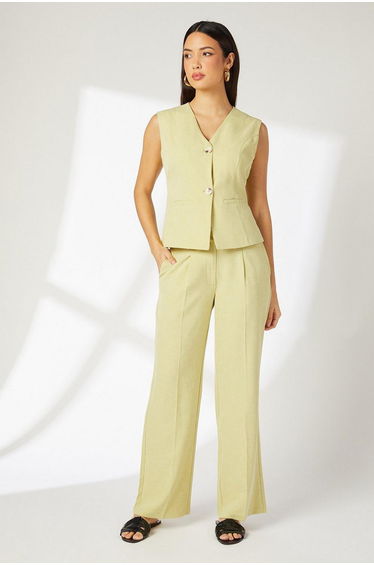 Pleat Detail Wide Leg Trouser