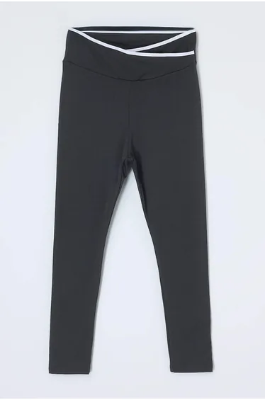 Anthracite Soft Brushed Fabric Piping Detailed Flexible Knitted Plus Size Leggings
