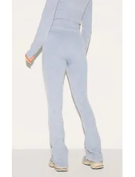 Petite Grey Marl Faded Contour Rib Button Detail Flare Leggings - 2