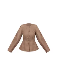 Taupe Boucle Cinched Waist Cocoon Sleeve Button Up Blazer - 6