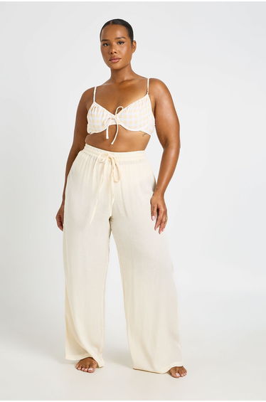 Plus Textured Beach Trouser - ecru
