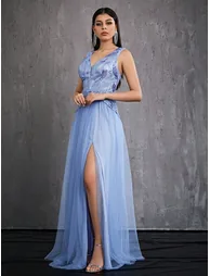 Leely Elegant V Neck Sleeveless Party Dress - 4
