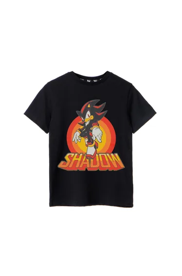 تيشيرت قطن أسود بطبعة