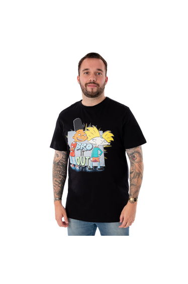 Hey Arnold! Mens Bro It Out Short-Sleeved T-Shirt - Black
