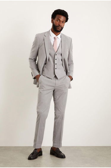 Slim Fit Light Grey Essential Suit Trousers