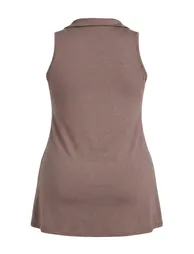 Mink Stone Detailed Polo Collar Mini/Short Knitted Plus Size Dress - 5