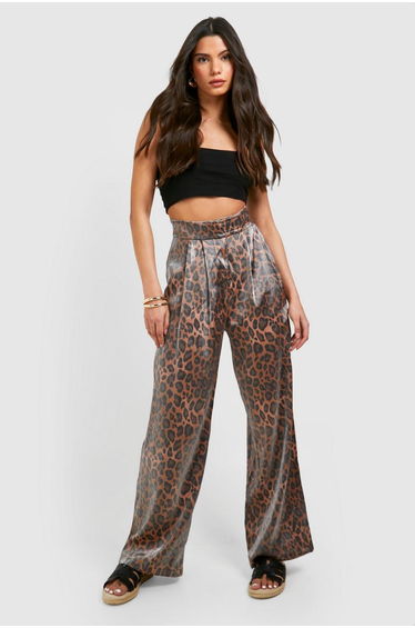 High Waisted Leopard Straight Leg Trouser