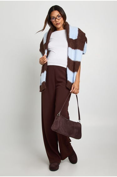 Maternity Tailored Wide Leg Trouser - chocolate