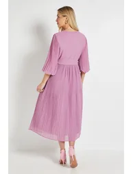 Petite Chiffon Plait Detail Pleated Midi Dress - 2