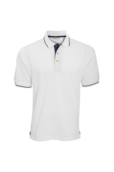 Kustom Kit Mens St. Mellion Mens Short Sleeve Polo Shirt - White/Navy