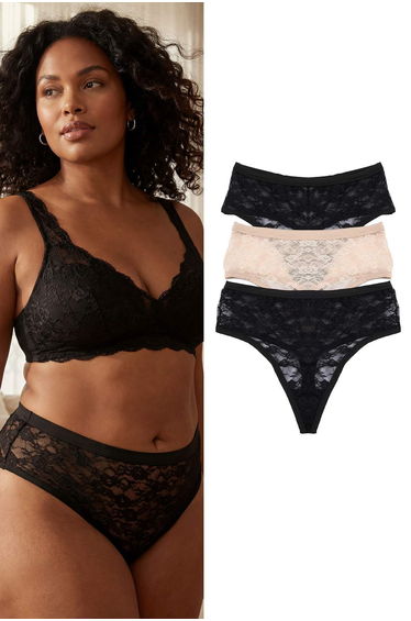 Multicolor 3-Pack Lace Large Size Panties