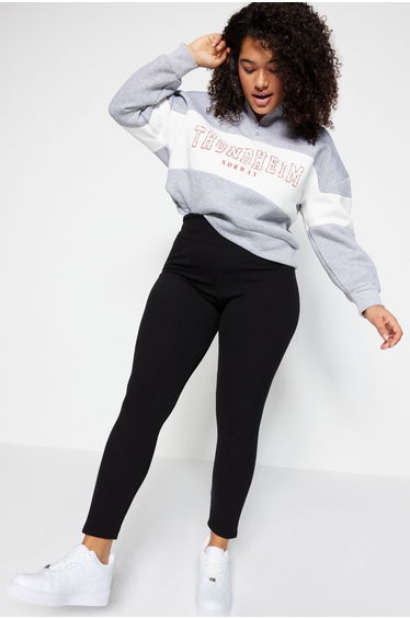 Black Knitted Leggings With Fleece
